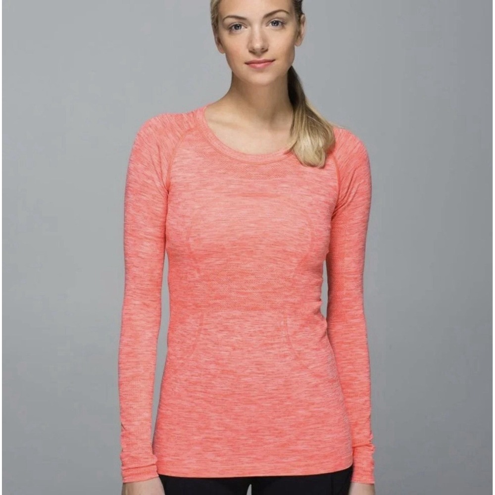 Lululemon Swiftly Tech Long Sleeve Crew Blush Faint Coral Top Womens 6 Stretch